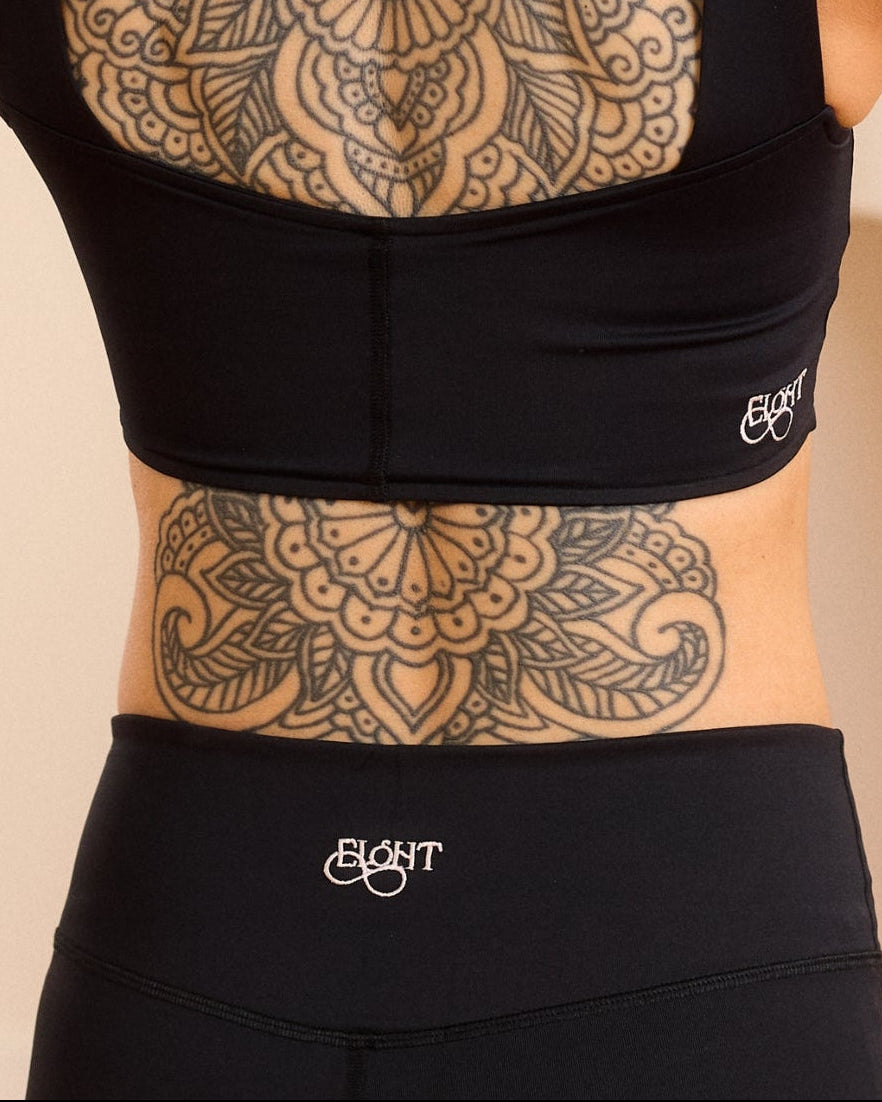 Crossover Waist Flared Legging - Black