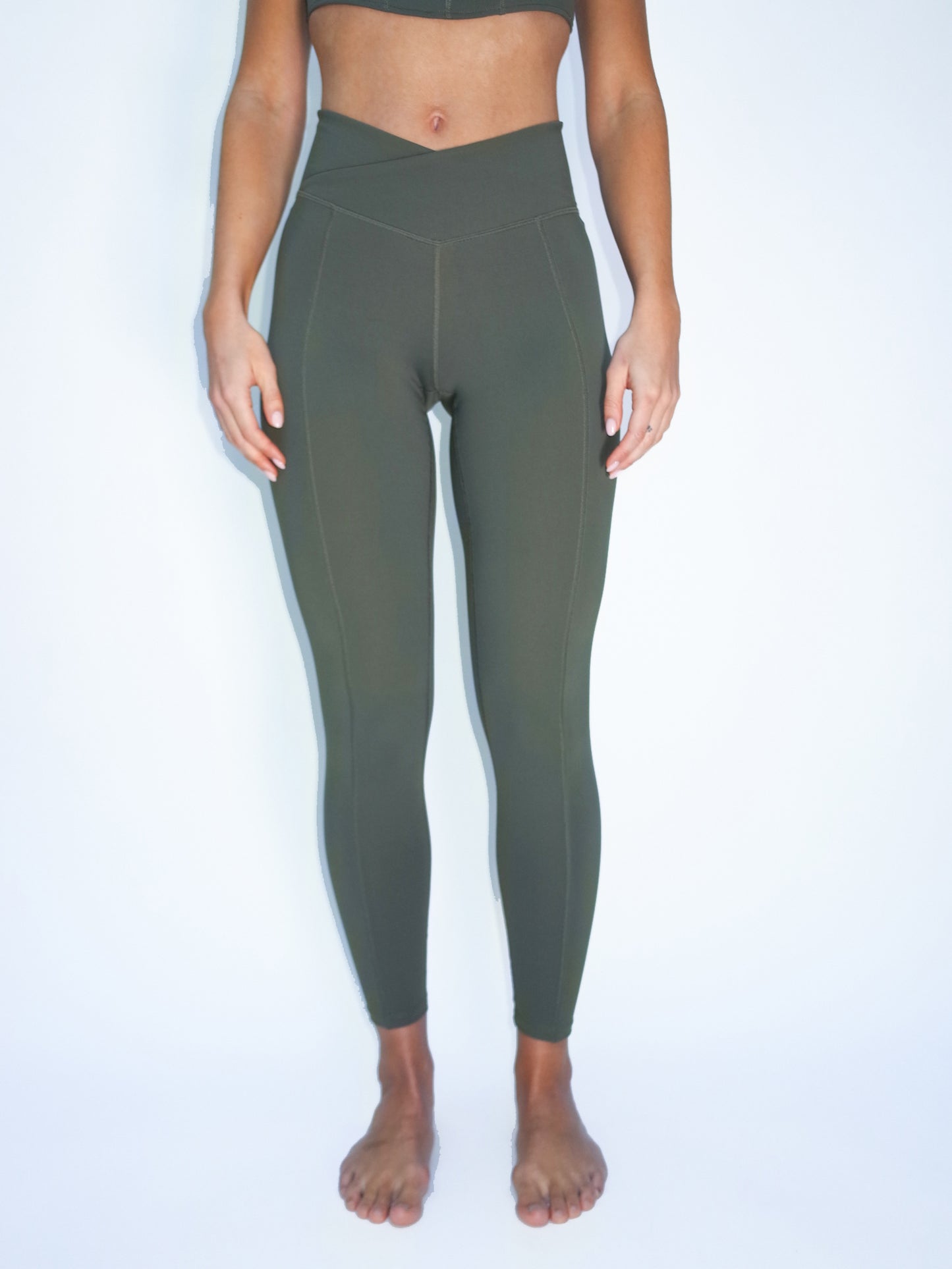 Crossover Leggings - Olive Green